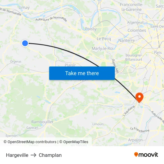 Hargeville to Champlan map