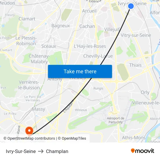 Ivry-Sur-Seine to Champlan map