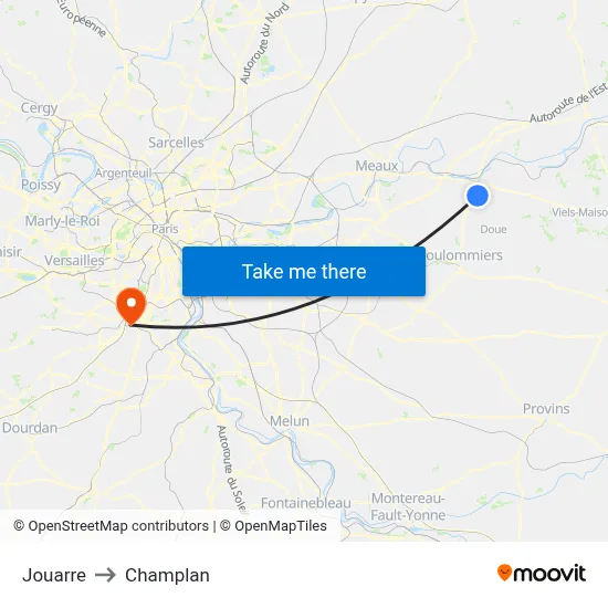 Jouarre to Champlan map