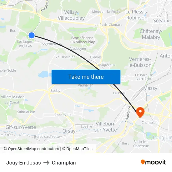 Jouy-En-Josas to Champlan map