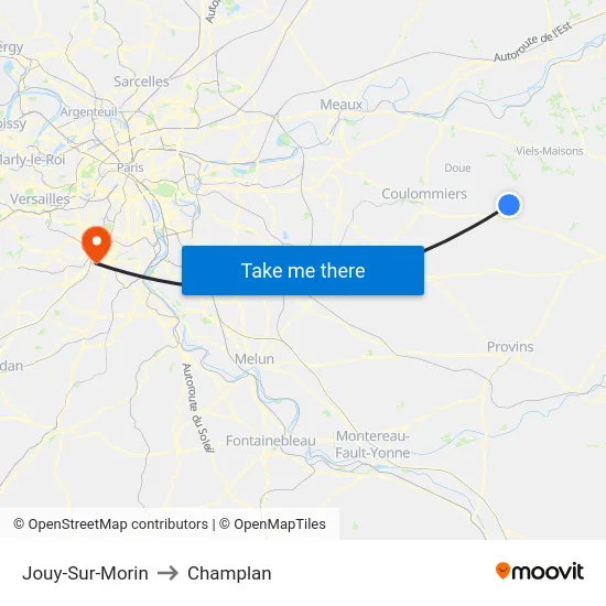 Jouy-Sur-Morin to Champlan map