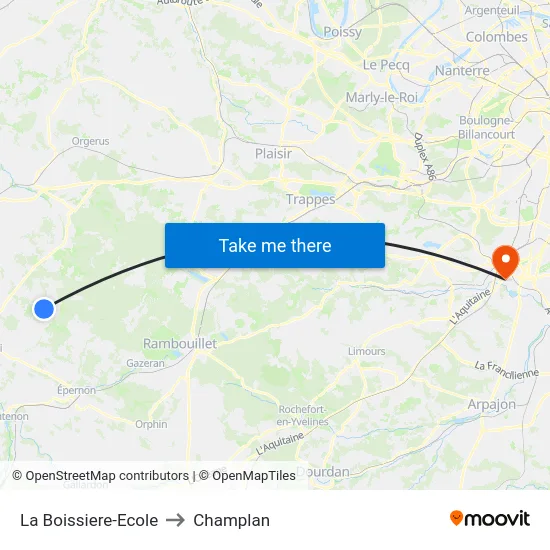 La Boissiere-Ecole to Champlan map