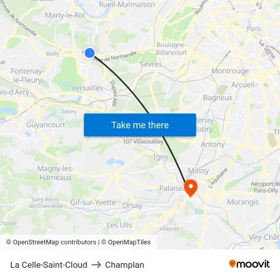 La Celle-Saint-Cloud to Champlan map