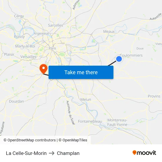 La Celle-Sur-Morin to Champlan map