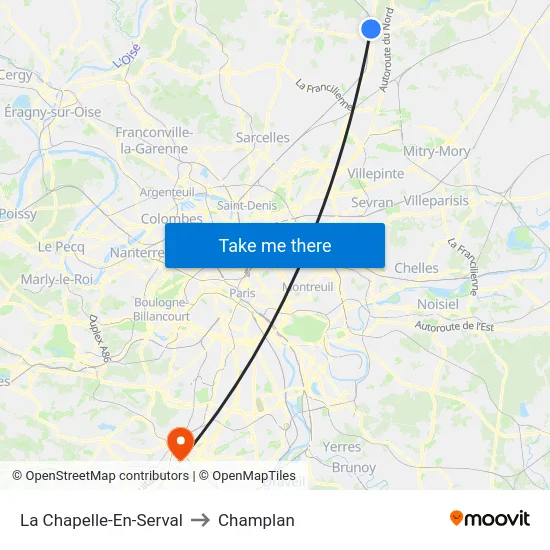 La Chapelle-En-Serval to Champlan map