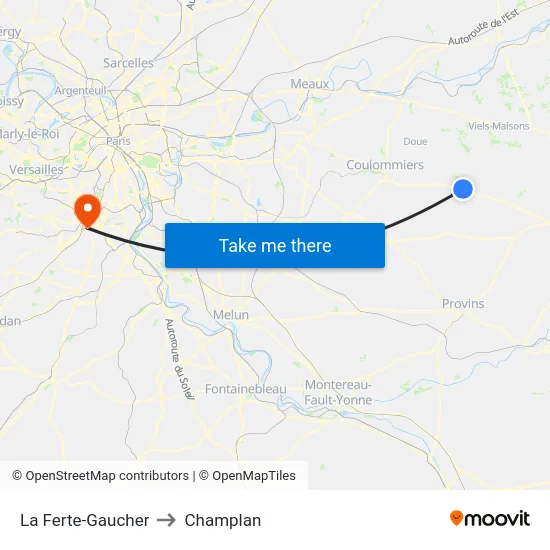La Ferte-Gaucher to Champlan map