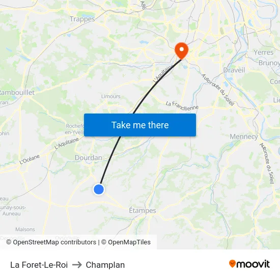La Foret-Le-Roi to Champlan map