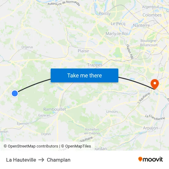 La Hauteville to Champlan map