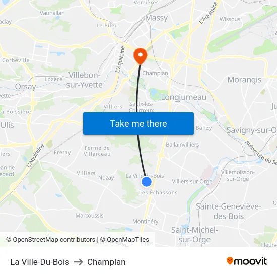 La Ville-Du-Bois to Champlan map