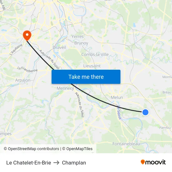 Le Chatelet-En-Brie to Champlan map