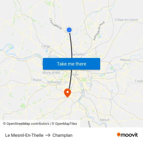 Le Mesnil-En-Thelle to Champlan map