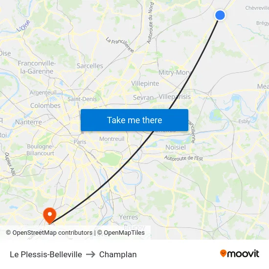 Le Plessis-Belleville to Champlan map