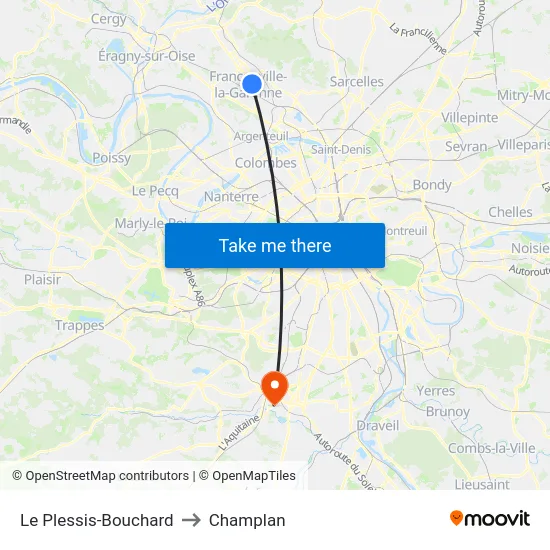 Le Plessis-Bouchard to Champlan map