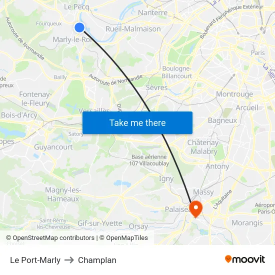 Le Port-Marly to Champlan map