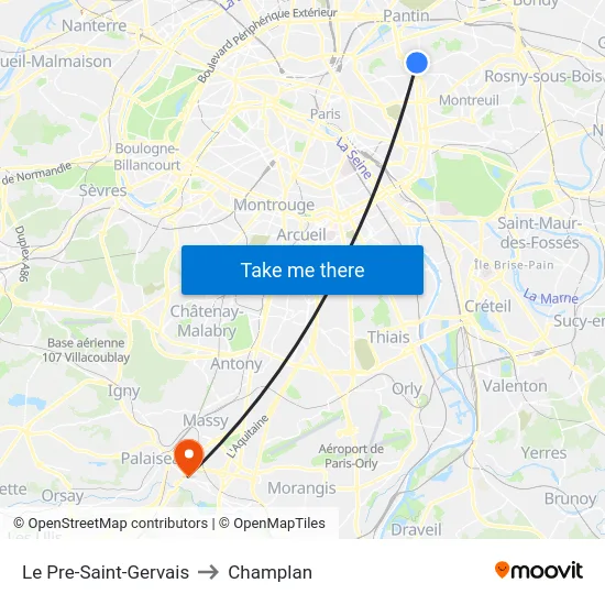 Le Pre-Saint-Gervais to Champlan map