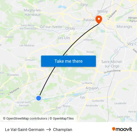 Le Val-Saint-Germain to Champlan map