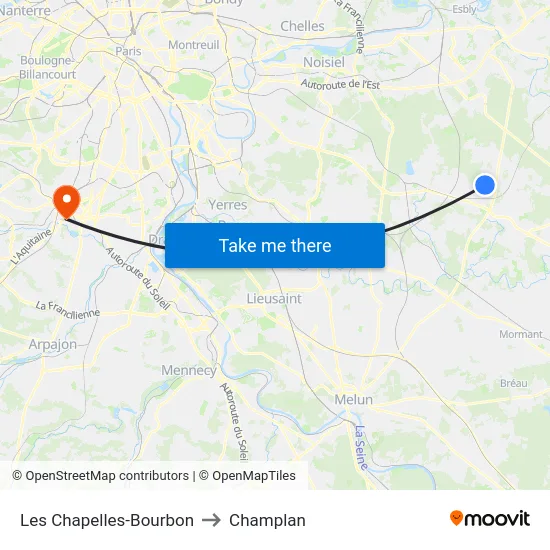 Les Chapelles-Bourbon to Champlan map