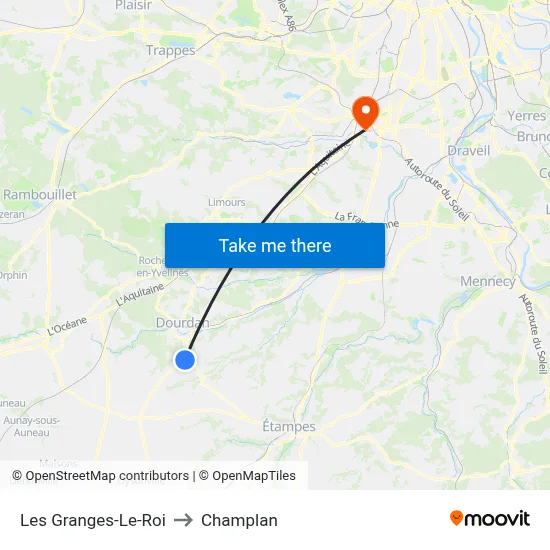 Les Granges-Le-Roi to Champlan map