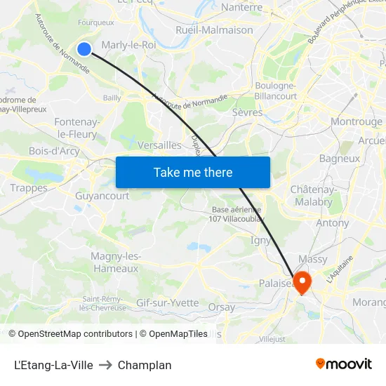 L'Etang-La-Ville to Champlan map