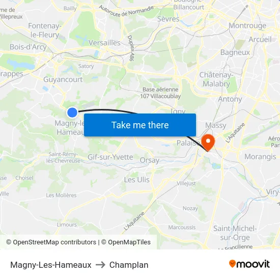 Magny-Les-Hameaux to Champlan map