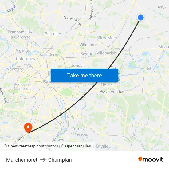 Marchemoret to Champlan map