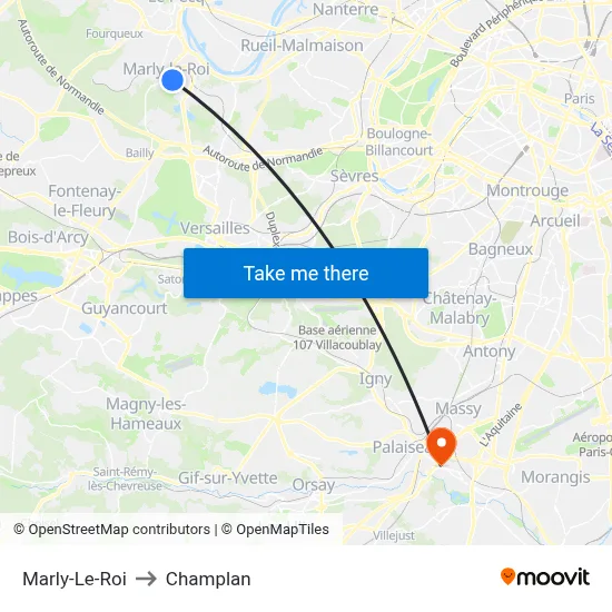 Marly-Le-Roi to Champlan map