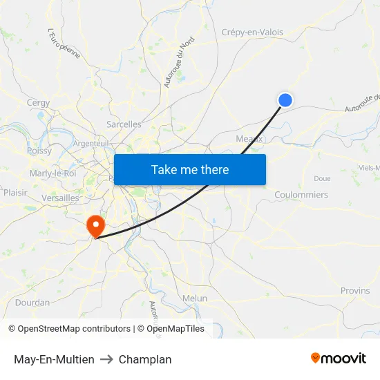 May-En-Multien to Champlan map
