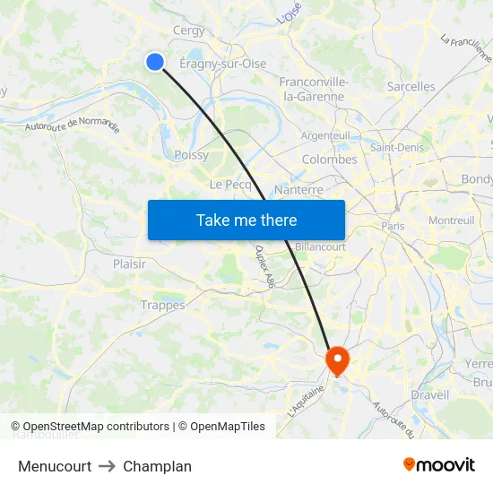 Menucourt to Champlan map