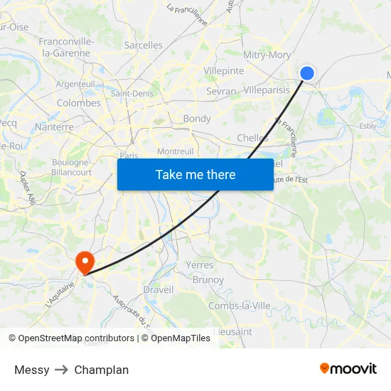 Messy to Champlan map