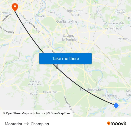 Montarlot to Champlan map