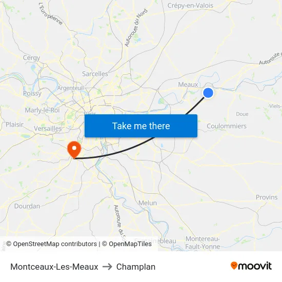 Montceaux-Les-Meaux to Champlan map