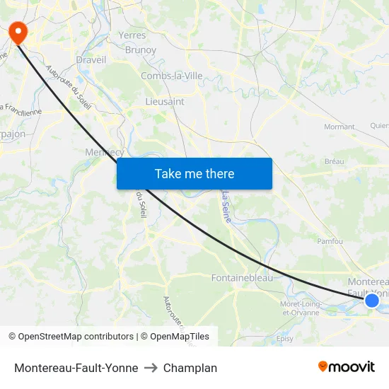 Montereau-Fault-Yonne to Champlan map