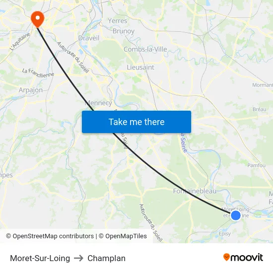 Moret-Sur-Loing to Champlan map