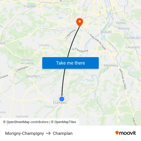Morigny-Champigny to Champlan map