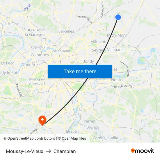 Moussy-Le-Vieux to Champlan map