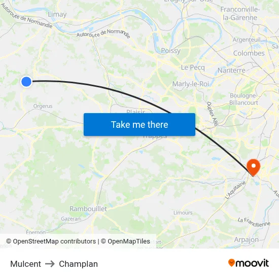 Mulcent to Champlan map