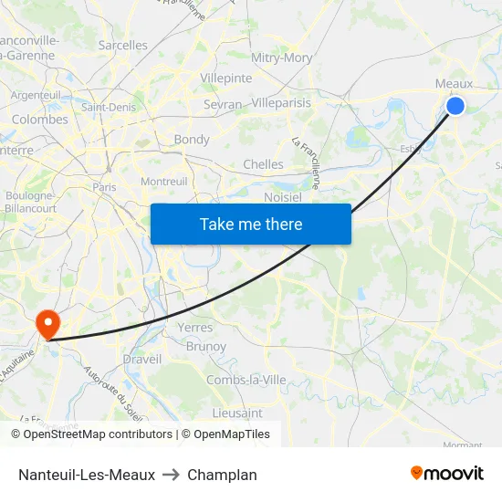 Nanteuil-Les-Meaux to Champlan map