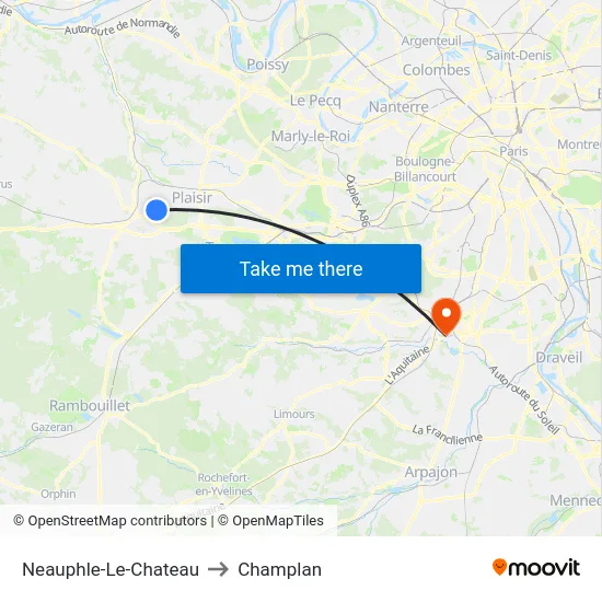 Neauphle-Le-Chateau to Champlan map