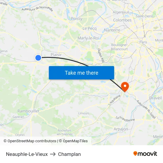 Neauphle-Le-Vieux to Champlan map