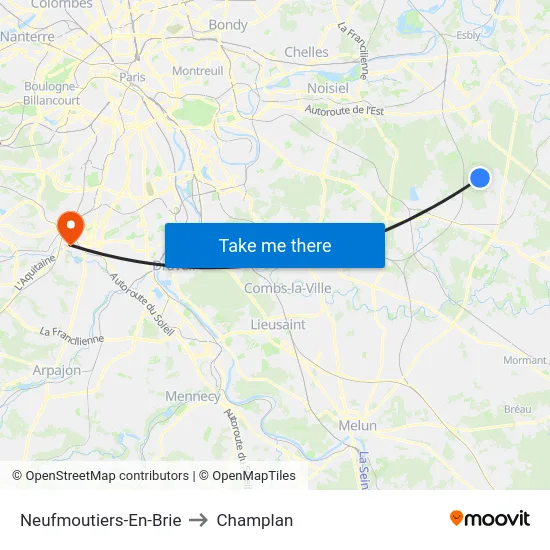 Neufmoutiers-En-Brie to Champlan map