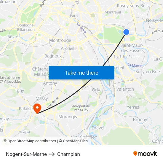 Nogent-Sur-Marne to Champlan map