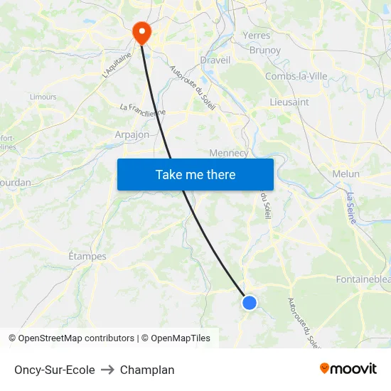 Oncy-Sur-Ecole to Champlan map