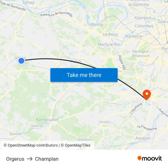 Orgerus to Champlan map