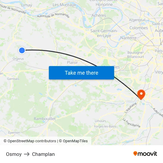 Osmoy to Champlan map