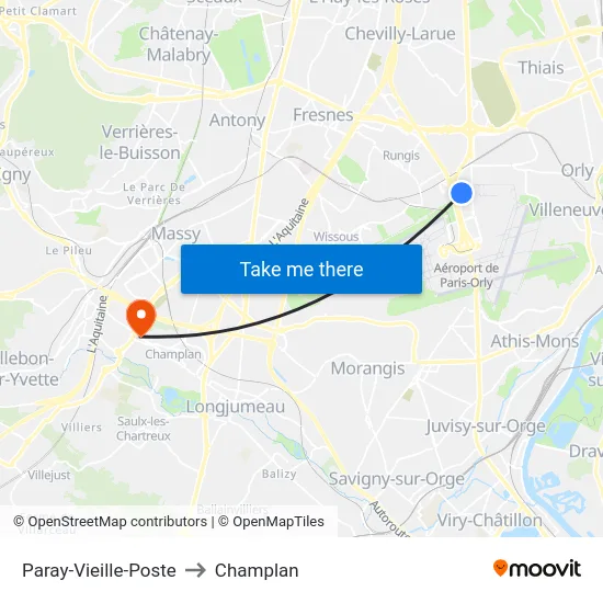 Paray-Vieille-Poste to Champlan map