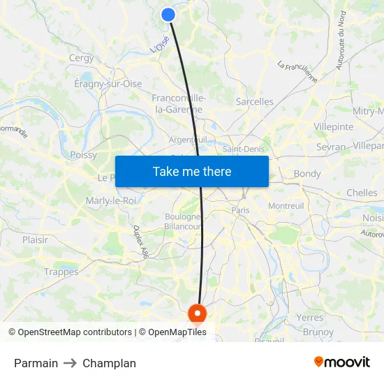 Parmain to Champlan map