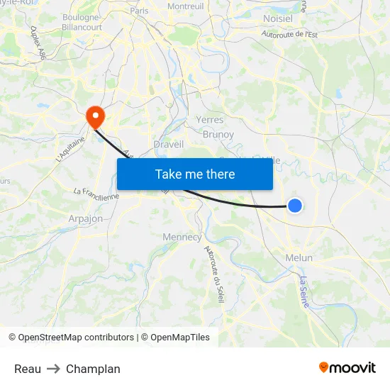 Reau to Champlan map