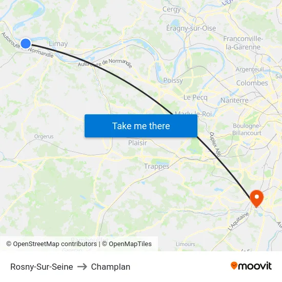 Rosny-Sur-Seine to Champlan map