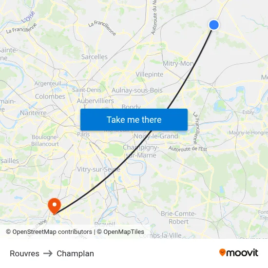 Rouvres to Champlan map