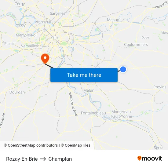 Rozay-En-Brie to Champlan map